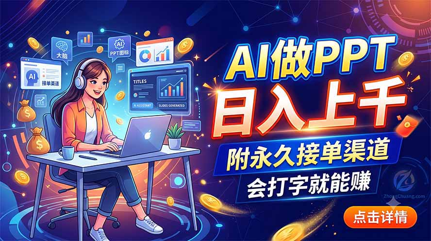 AI做PPT日入上千，附永久接单渠道，会打字就能赚-LanTi云网创