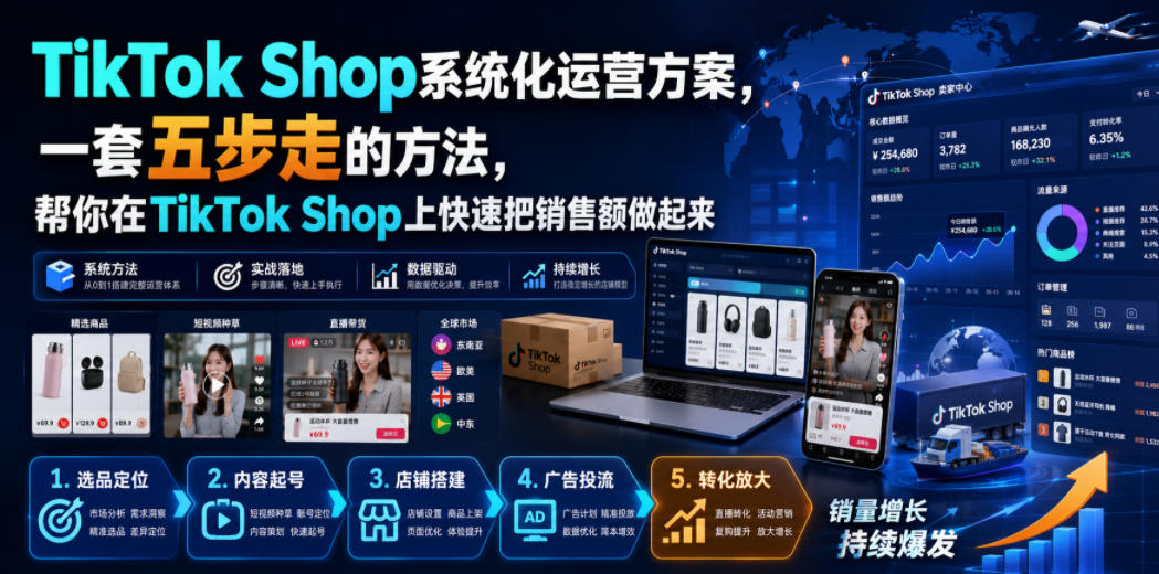TikTok Shop系统化运营方案，一套五步走的方法，帮你在TikTok Shop上快速把销售额做起来【原创双语字幕】-LanTi云网创