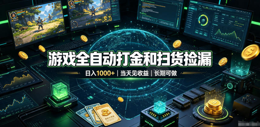 游戏全自动打金和扫货捡漏，日入1k+，当天见收益，长期可做！【揭秘】-LanTi云网创