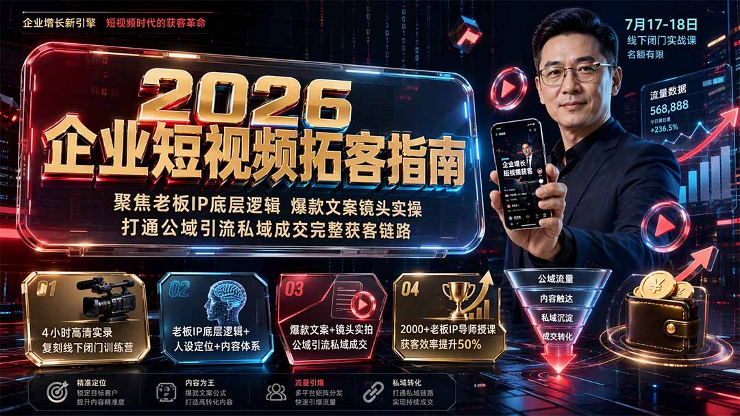 2026企业短视频拓客指南：聚焦老板IP底层逻辑，爆款文案镜头实操，打通公域引流私域成交完整获客链路-LanTi云网创