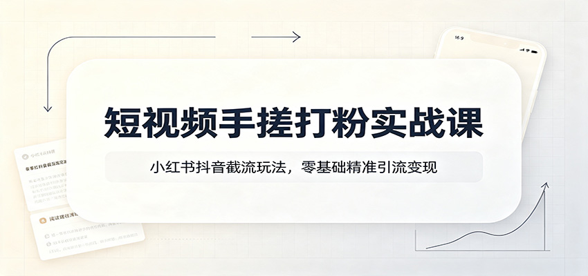 短视频手搓打粉实战课：小红书抖音截流玩法，零基础精准引流变现-LanTi云网创