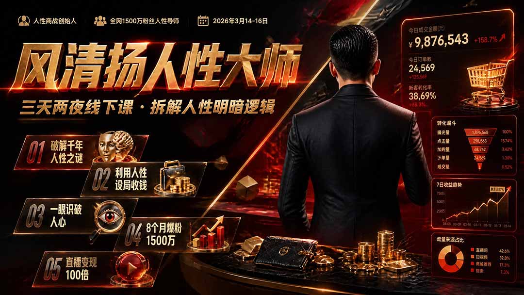 风清扬人性大师-三天两夜3月14-16线下课2026年｜拆解人性明暗逻辑，识人避坑，千万粉涨粉+直播百倍变现实战教学-LanTi云网创