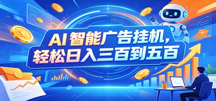 AI智能广告挂机，24小时自动跑，日入300-500，新手零门槛-LanTi云网创