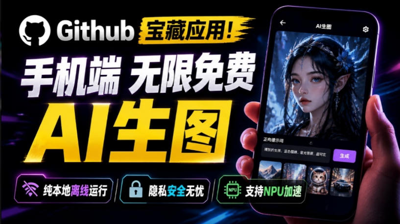 Github宝藏应用！手机端无限免费AI生图，纯本地离线运行，支持NPU加速斩获3.1k stars，local-dream-LanTi云网创