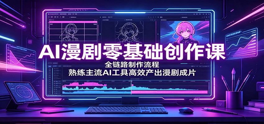 AI漫剧零基础创作课：全链路制作流程，熟练主流AI工具高效产出漫剧成片-LanTi云网创