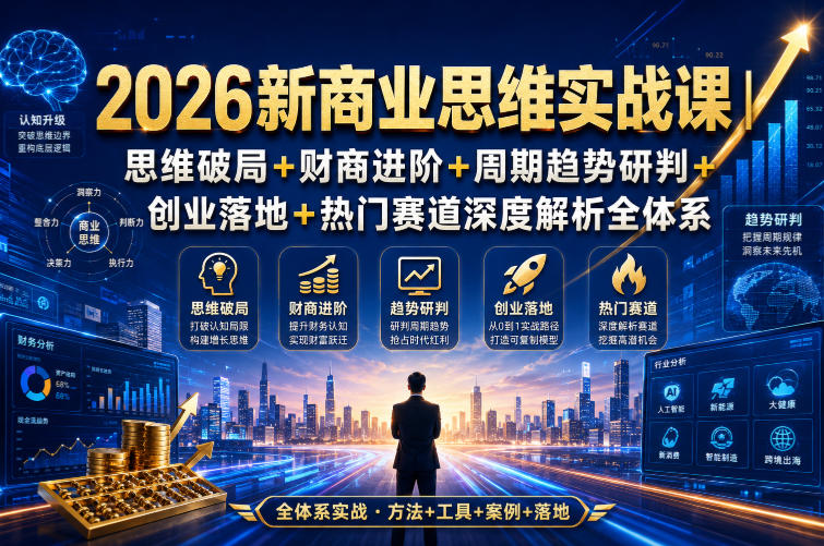2026新商业思维实战课｜思维破局+财商进阶+周期趋势研判+创业落地+热门赛道深度解析全体系-LanTi云网创