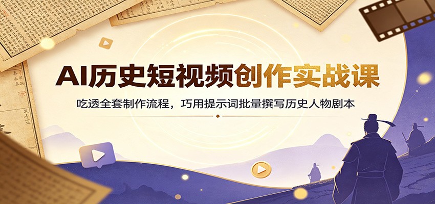 AI历史短视频创作实战课：吃透全套制作流程，巧用提示词批量撰写历史人物剧本-LanTi云网创