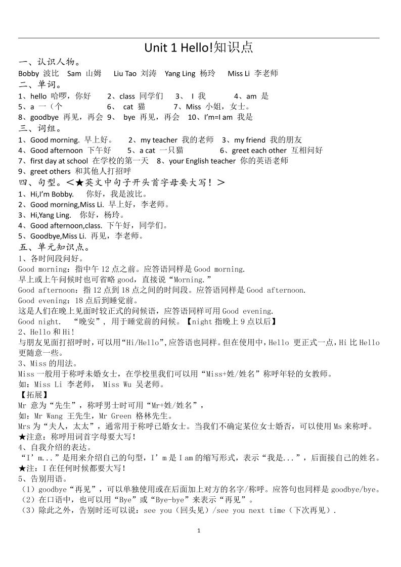 新译林版英语三上：U1-U8知识点梳理（共11页PDF）-LanTi云网创