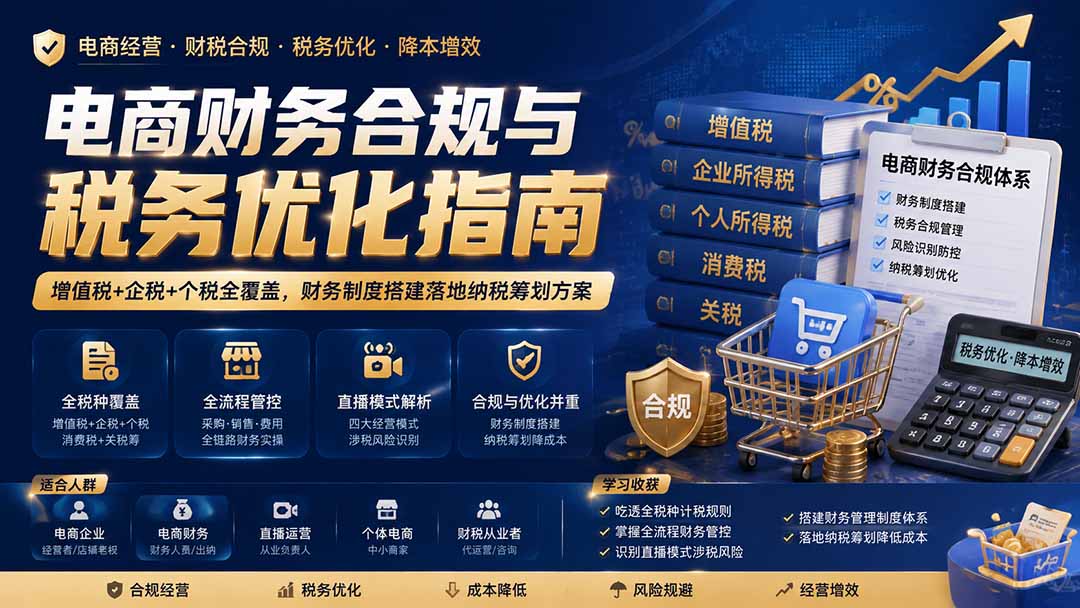 电商财务合规与税务优化指南：增值税+企税+个税全覆盖，财务制度搭建落地纳税筹划方案-LanTi云网创