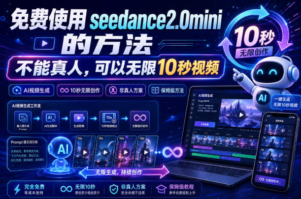 免费使用seedance2.0mini的方法，不能真人，可以无限10秒视频，9图+3音频参考-LanTi云网创