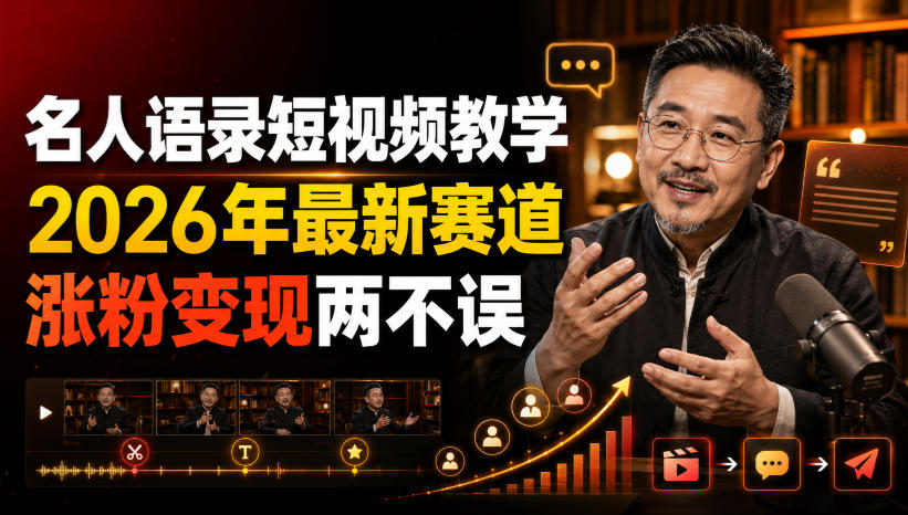 名人语录短视频教学，2026年最新赛道，涨粉变现两不误-LanTi云网创