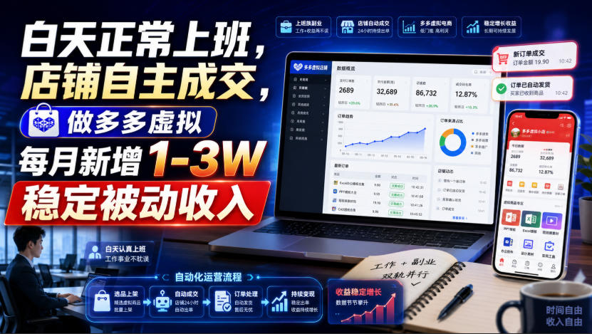 白天正常上班，店铺自主成交，做多多虚拟每月新增1-3W稳定被动收入【揭秘】-LanTi云网创
