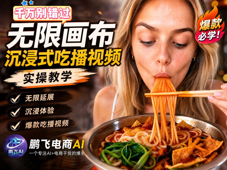 保姆级教程｜用AI无线画布做沉浸式吃播，3步直接出片，无线画布工作流，操作简单好上手-LanTi云网创