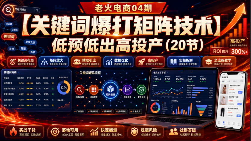 老火电商04期：【关键词爆打矩阵技术】低预低出高投产(20节)-LanTi云网创