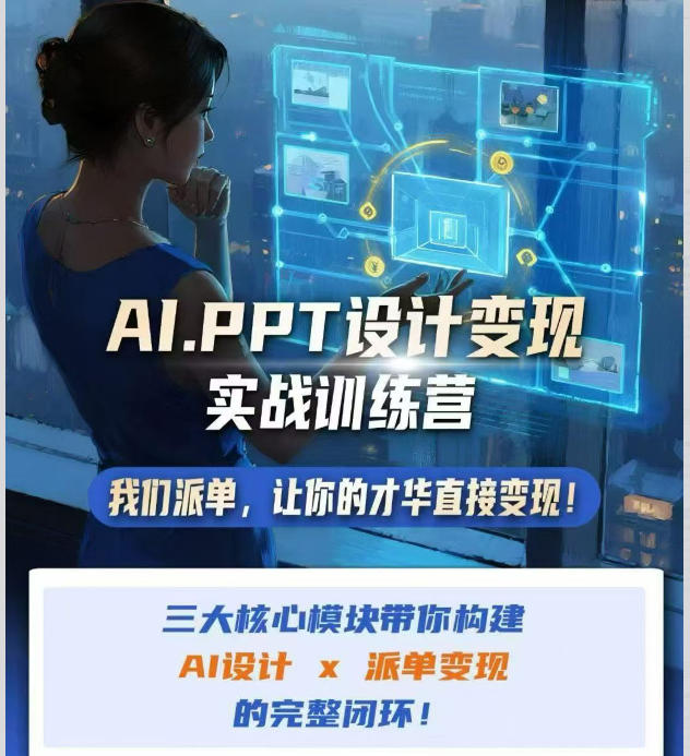 AI+PPT设计变现实战训练营，我们派单，让你的才华直接变现，三大核心模块带你构建Al设计x派单变现的完整闭环-LanTi云网创
