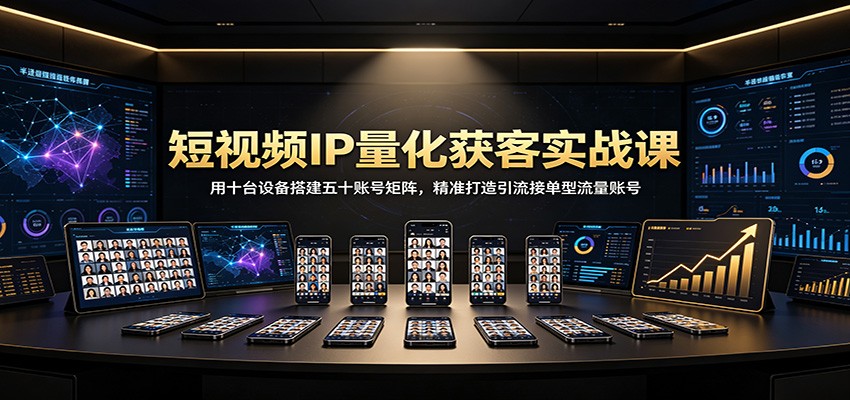 短视频IP量化获客实战课：用十台设备搭建五十账号矩阵，精准打造引流接单型流量账号-LanTi云网创