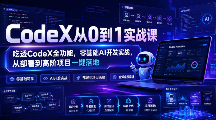 CodeX从0到1实战课，吃透CodeX全功能，零基础AI开发实战，从部署到高阶项目一键落地-LanTi云网创
