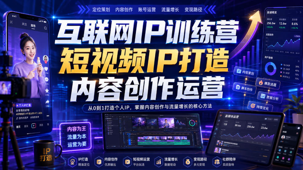 互联网IP训练营，短视频IP打造，内容创作运营-LanTi云网创