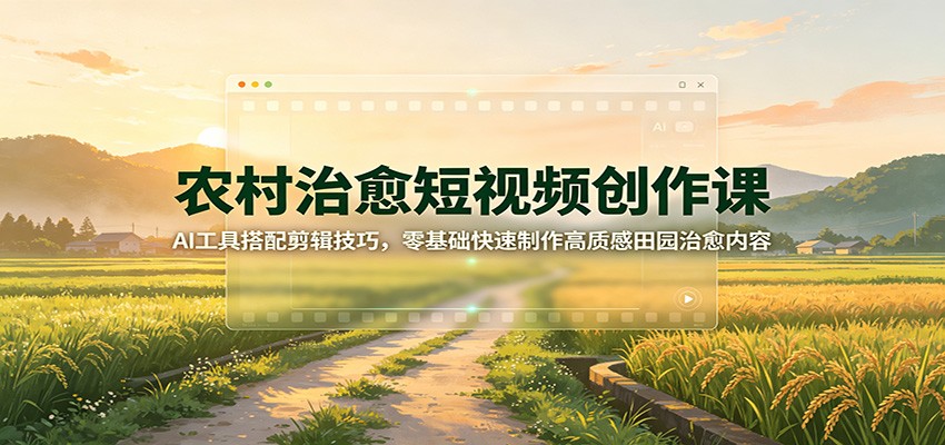 农村治愈短视频创作课：AI工具搭配剪辑技巧，零基础快速制作高质感田园治愈内容-LanTi云网创