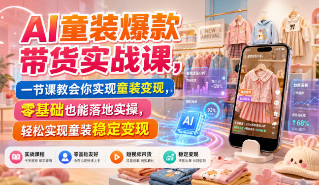AI童装爆款带货实战课，一节课教会你实现童装变现，零基础也能落地实操-LanTi云网创