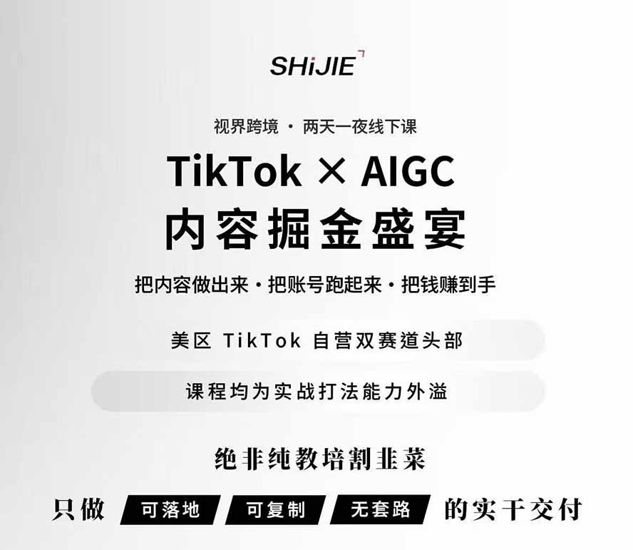 图片[1]-AIGC×TikTok美区短视频带货线下课；两天一夜完整回放，12小时高清视频收录头部操盘手全流程教学-LanTi云网创
