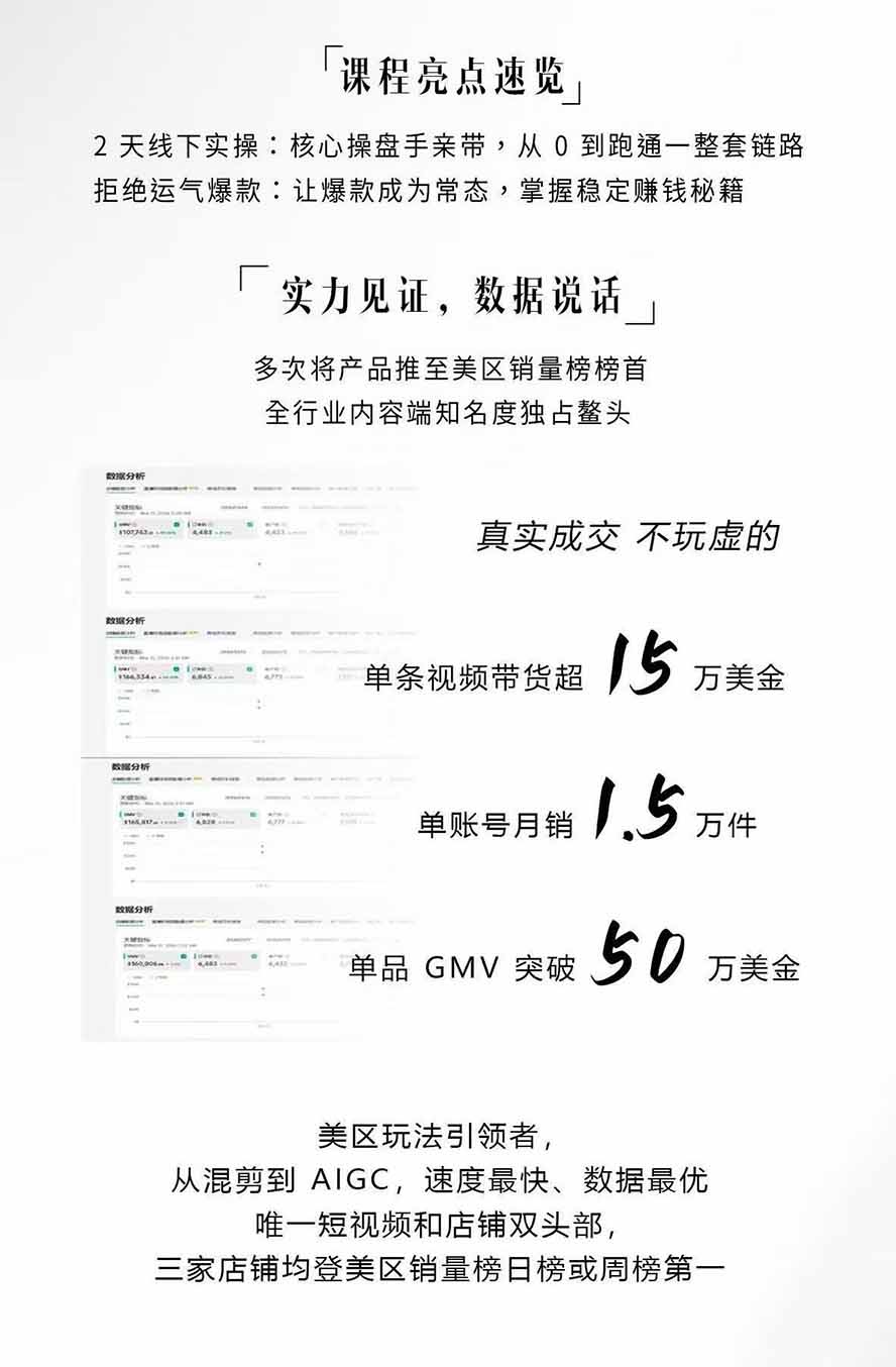 图片[2]-AIGC×TikTok美区短视频带货线下课；两天一夜完整回放，12小时高清视频收录头部操盘手全流程教学-LanTi云网创