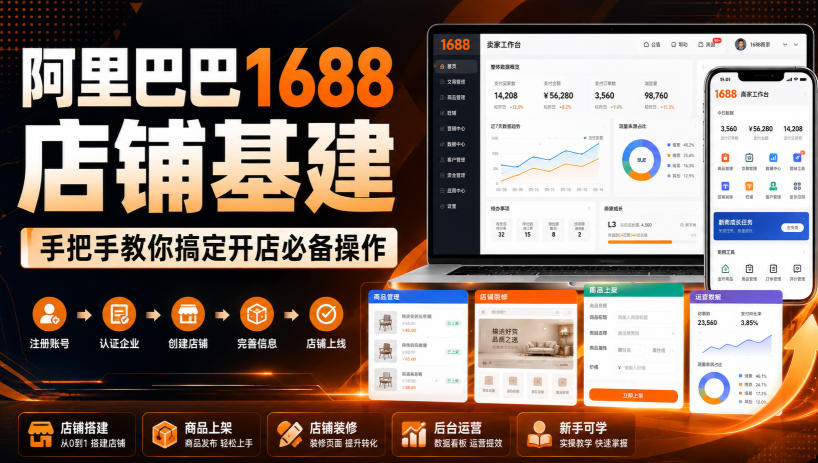 阿里巴巴1688店铺基建，手把手教你搞定开店必备操作(更新8月)-LanTi云网创