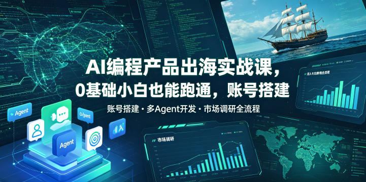 AI编程产品出海实战课，0基础小白也能跑通，账号搭建・多Agent开发・市场调研全流程，月入千刀跨境变现教程(更新)-LanTi云网创