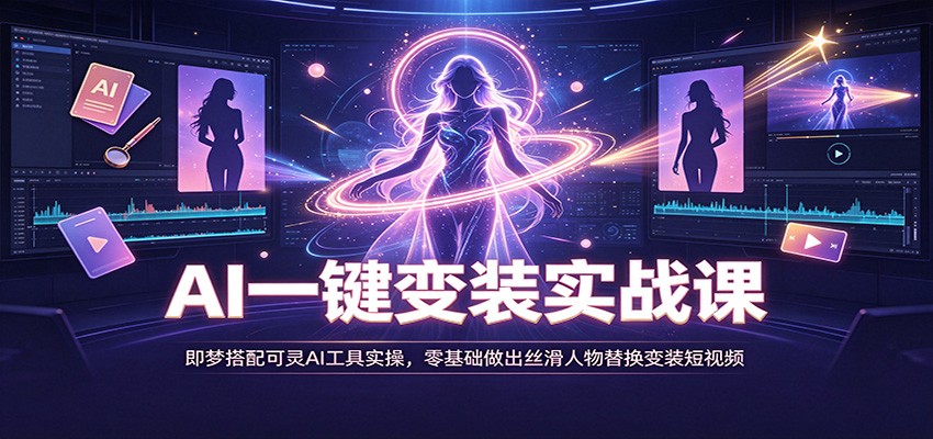 AI一键变装实战课：即梦搭配可灵AI工具实操，零基础做出丝滑人物替换变装短视频-LanTi云网创