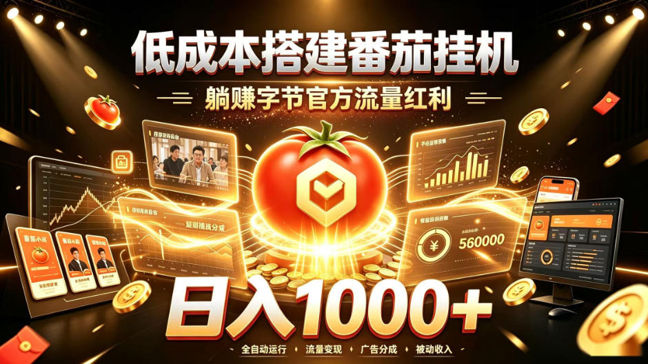 低成本搭建番茄挂G，躺賺字节官方流量红利，日入1k+，全程傻瓜式落地【揭秘】-LanTi云网创