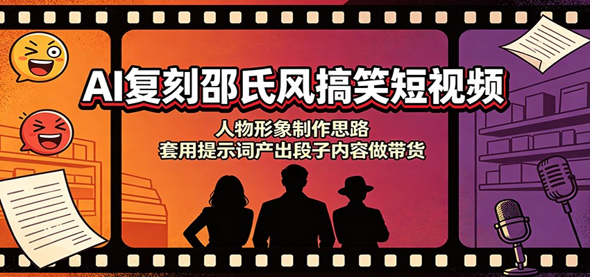 AI复刻邵氏风搞笑短视频：人物形象制作思路，套用提示词产出段子内容做带货-LanTi云网创