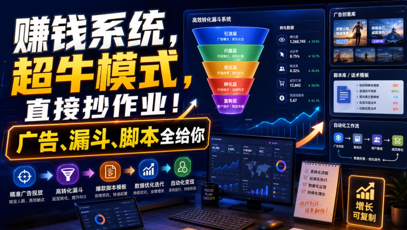 賺钱系统，超牛模式，直接抄作业！广告、漏斗、脚本全给你【原创双语字幕】-LanTi云网创