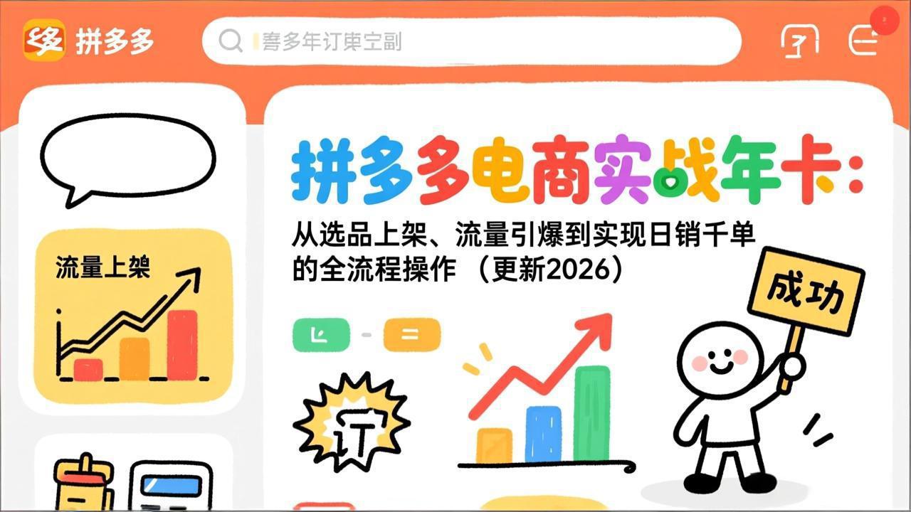 拼多多电商实战年卡：从选品上架、流量引爆到实现日销千单的全流程操作(更新2026年8月-LanTi云网创