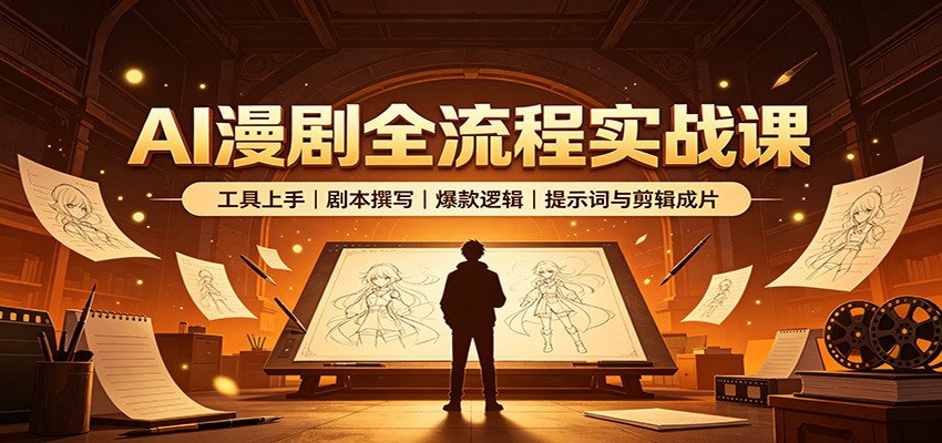 AI漫剧全流程实战课：工具上手、剧本撰写、爆款逻辑、提示词与剪辑成片-LanTi云网创