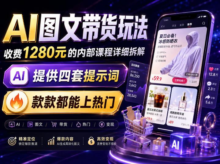 AI图文带货内部玩法，1280内部课程对外系统拆解，看完直接上手变现！-LanTi云网创