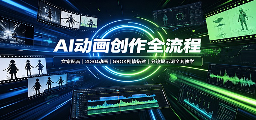 AI动画创作全流程：文案配音，2D3D动画，GROK剧情搭建，分镜提示词全套教学-LanTi云网创