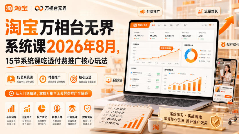 淘宝万相台无界系统课2026年8月，15节系统课吃透付费推广核心玩法-LanTi云网创