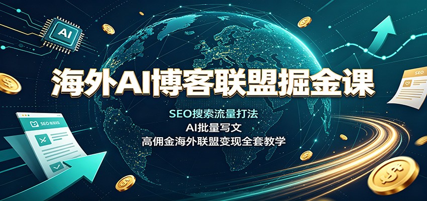 海外AI博客联盟掘金课：SEO搜索流量打法，AI批量写文，高佣金海外联盟变现全套教学-LanTi云网创