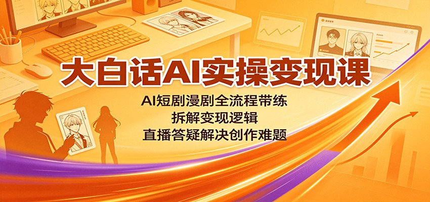 大白话AI实操变现课：AI短剧漫剧全流程带练，拆解变现逻辑，直播答疑解决创作难题-LanTi云网创