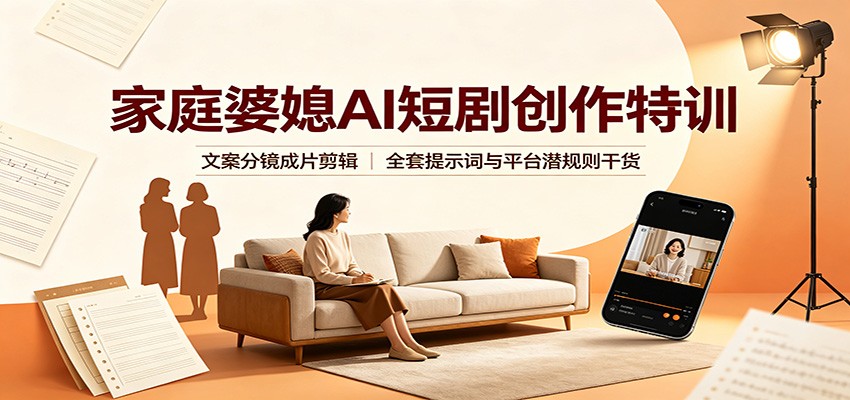 家庭婆媳AI短剧创作特训：文案分镜成片剪辑，全套提示词与平台潜规则干货-LanTi云网创