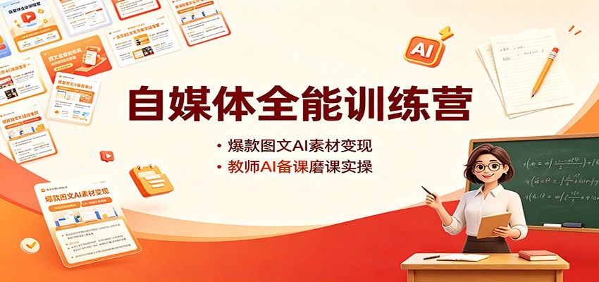 自媒体全能训练营：爆款图文AI素材变现，教师AI备课磨课实操-LanTi云网创