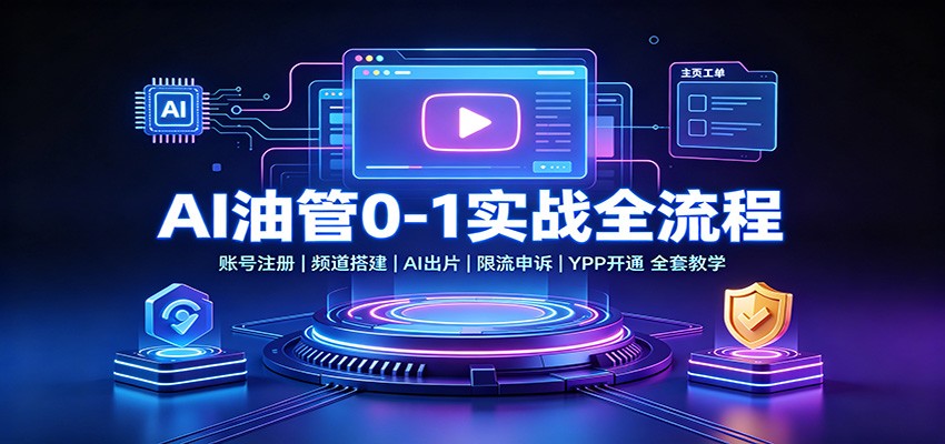 AI油管0-1实战：账号注册频道搭建，AI出片，限流申诉，YPP开通全套教学-LanTi云网创