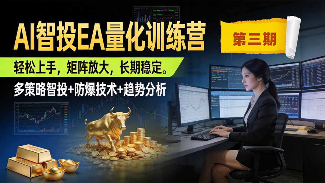 AI智投EA量化训练营第三期，多策略智投+防爆技术+趋势分析 ，小白轻松上手，矩阵放大，长期稳定，日入500U。-LanTi云网创