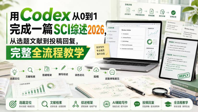 用Codex从0到1完成一篇SCI综述2026，从选题文献到投稿回复，完整全流程教学-LanTi云网创