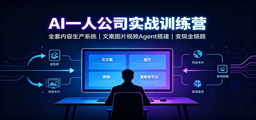 AI创作一人公司实战训练营：全套内容生产系统，文案图片视频Agent搭建变现全链路-LanTi云网创