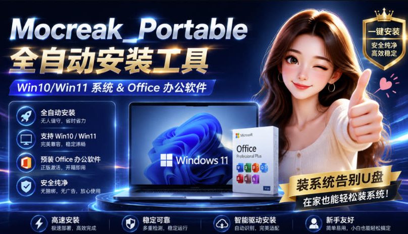 Mocreak全自动安装office和win10、win11系统，告别U盘装系统，使用安全可靠-LanTi云网创