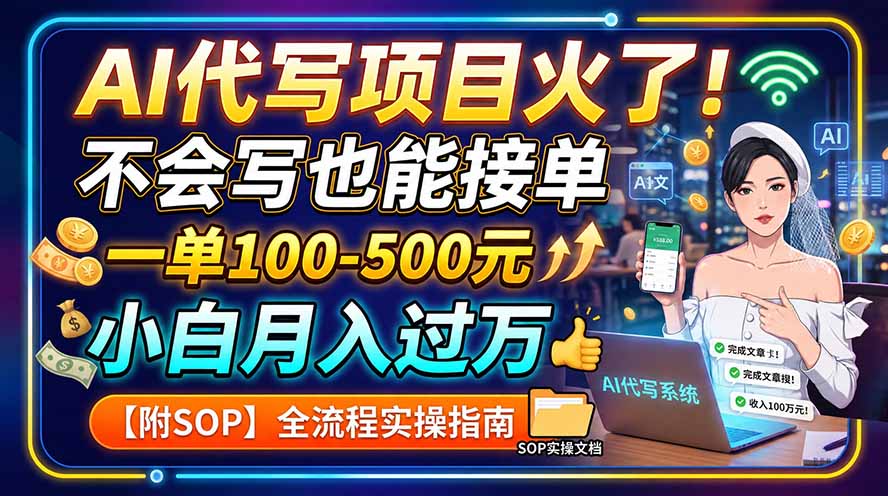 AI代写项目火了！不会写也能接单，一单100-500元，小白月入过万【附SOP】-LanTi云网创