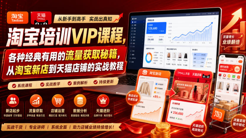 淘宝培训VIP课程，各种经典有用的流量获取秘籍，从淘宝新店到天猫店铺的实战教程(更新08月20日)-LanTi云网创