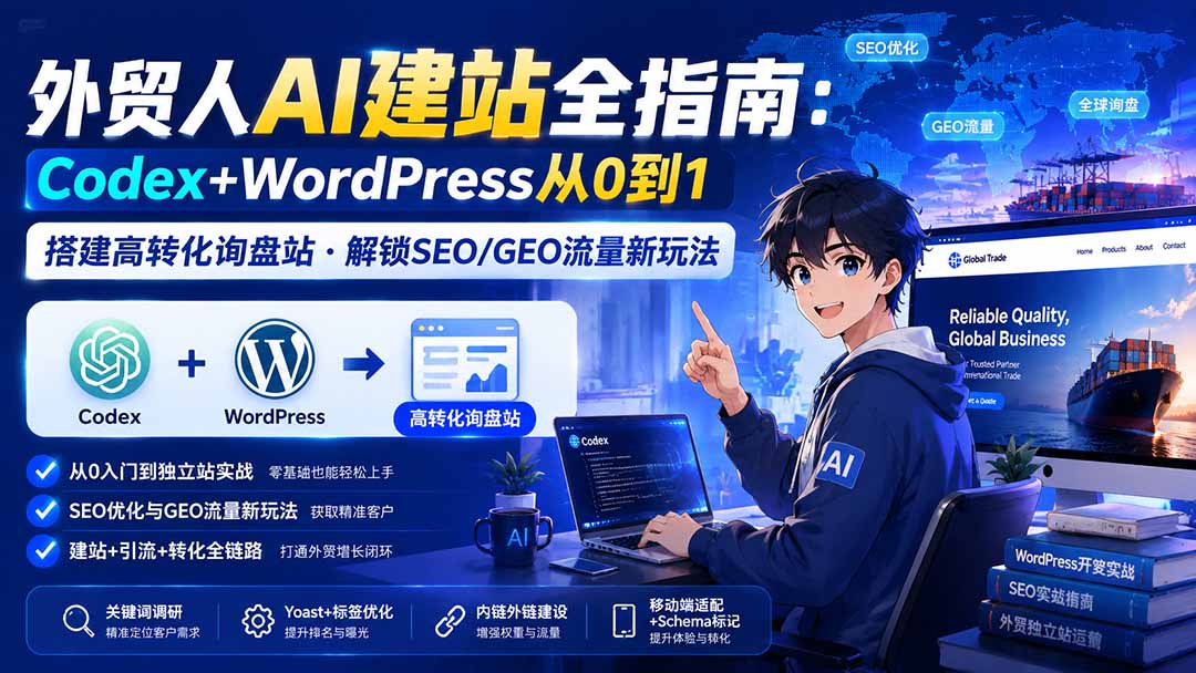 外贸人AI建站全指南：Codex+WordPress从0到1·搭建高转化询盘站·解锁SEO/GEO流量新玩法-更新8月-LanTi云网创