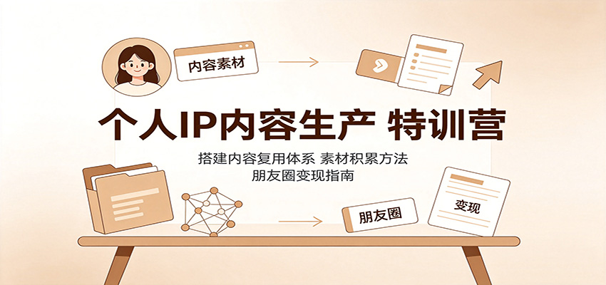 个人IP内容生产特训营：搭建内容复用体系，素材积累方法，朋友圈变现指南-LanTi云网创